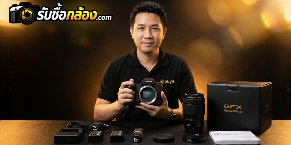 ภาพประกอบ ขายกล้อง Fujifilm GFX มีเดียมฟอร์แมต แนวทางการประเมินสภาพเซนเซอร์ใหญ่และอุปกรณ์ครบกล่อง